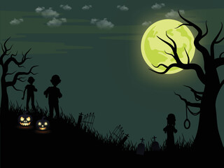Zombie Graveyard halloween background.