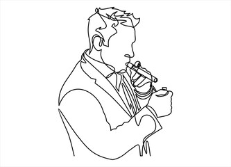 businessman smoking a big cigar-continuous line drawing