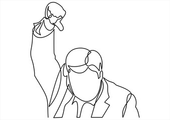 Businessman show thumbs down- continuous line drawing