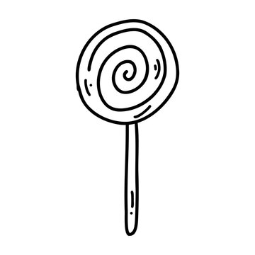 recommend clip art: Hand drawn doodle lollipop. Vector sketch illustration, line art for web design, icon, print, coloring page