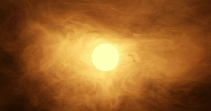 Clouds moving through the moon, Halloween hell sky concept
