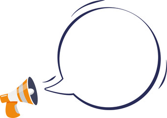 Megaphone and blank bubble speech. Commercial announcement or important speech illustration.