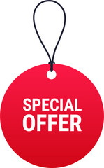 Special offer tag label template. Promotion sticker illustration.