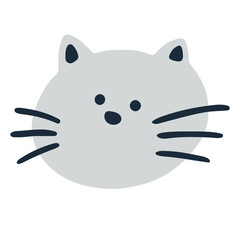 Cat head icon vector illustration in flat color design