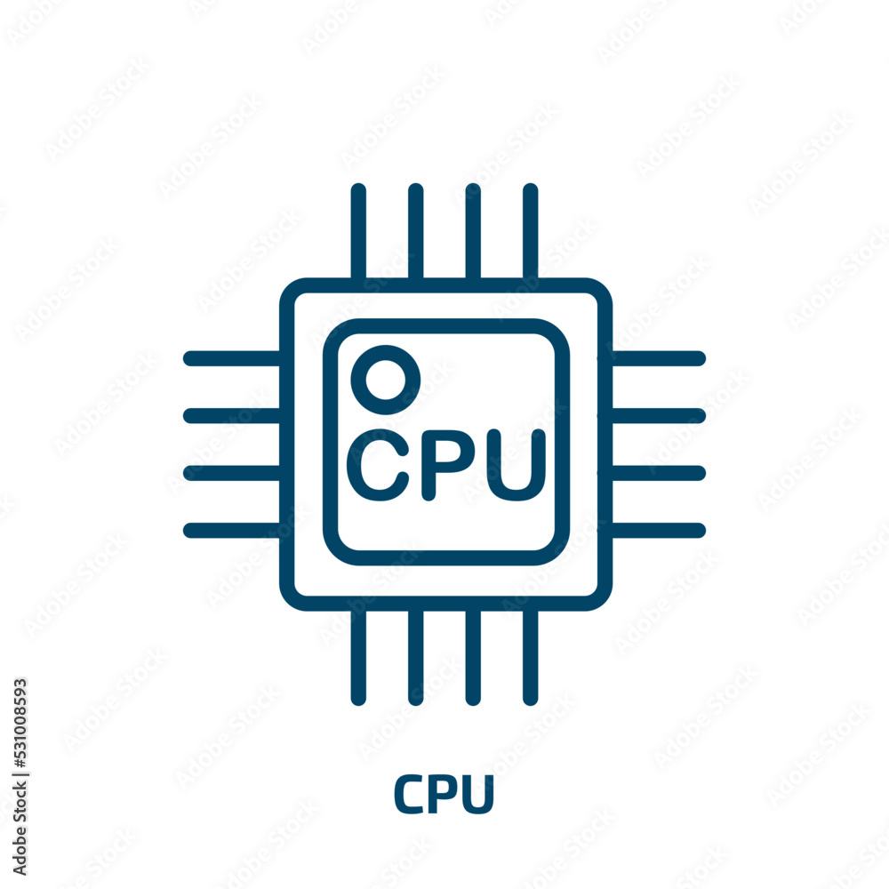 Poster cpu icon from artificial intellegence and future technology collection. thin linear cpu, computer, d