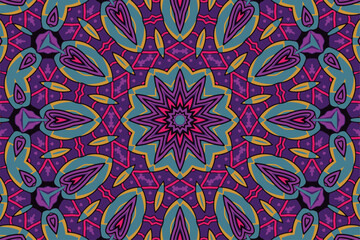 Colorful ethnic festive abstract floral chrysanthemum vector pattern