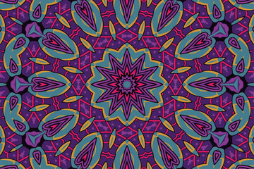 Colorful ethnic festive abstract floral chrysanthemum vector pattern