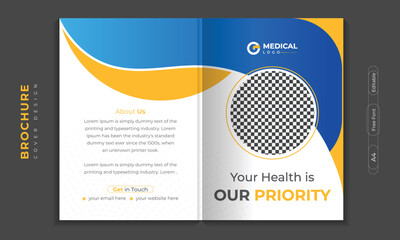 Medical Brochure cover design or profile template set for healthcare. 
poster, annual report, catalog, and flyer in A4 with colorful geometric shapes.