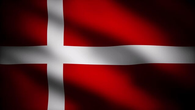 the flag of denmark blowing in the wind as a realistic background	
