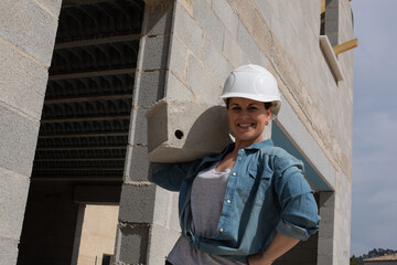 construction worker woman on construction site