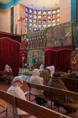 Fototapeta na wymiar Interior of Debre Libanos, monastery in Ethiopia