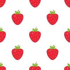 Strawberry Seamless Pattern Vector. Kids illustration for nursery design. Fruit pattern for baby clothes, wrapping paper