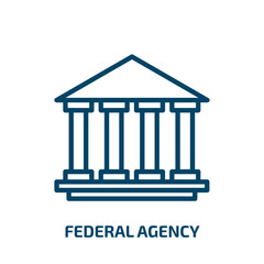 federal agency icon from army and war collection. Thin linear federal agency, agency, federal outline icon isolated on white background. Line vector federal agency sign, symbol for web and mobile - obrazy, fototapety, plakaty