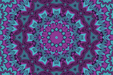 Colorful tribal ethnic festive abstract floral vector pattern. geometric mandala frame border