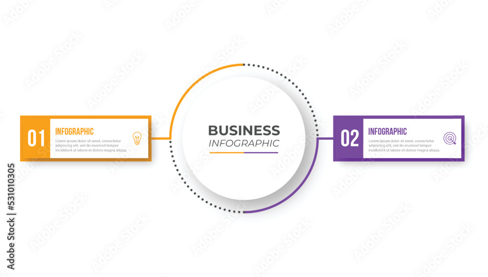 Wall mural thin line infographic template, business concept with 2 options, step or process