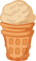waffle cup cream ice cream vector illustration
