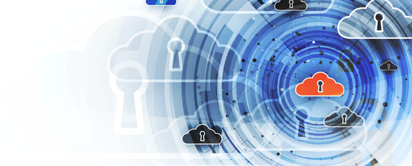 Obraz premium internet digital security technology concept for business background. Lock on circuit board