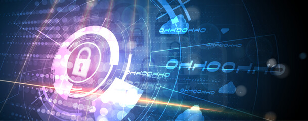 Cyber security and information or network protection. Future technology web services for business and internet project