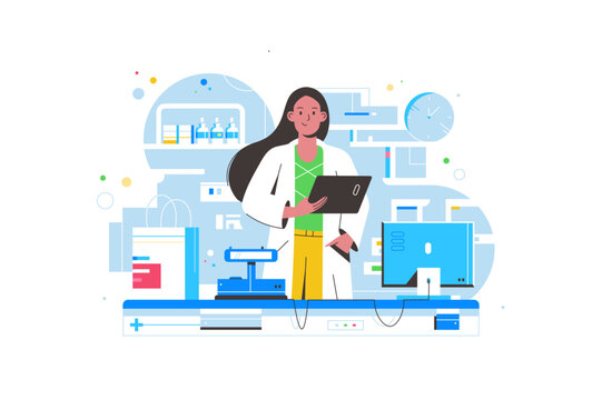 Doctor woman pharmacist in drugstore, healthcare work