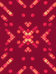 Three dimensional lines and dots with a trendy gradient. 3d rendering kaleidoscopic pattern digital illustration