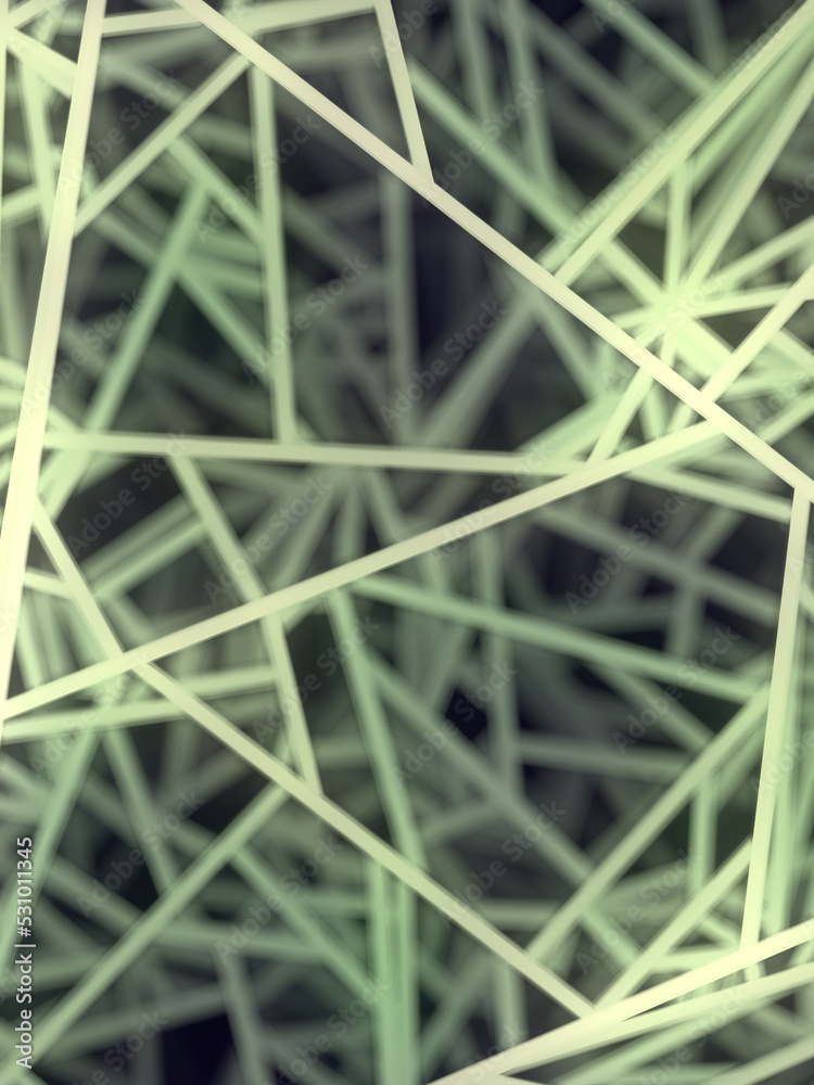 Poster Abstract geometric pattern with depth of field effect. Modern background. 3d rendering digital illustration