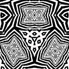 a decorative digital kaleidoscope pattern Zebra monochrome