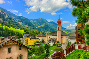 Panoramic view of Ortisei. South Tyrol, Italy