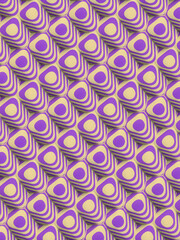 Geometric background of rounded rectangles covered with multicolored striped texture. 3d rendering digital illustration