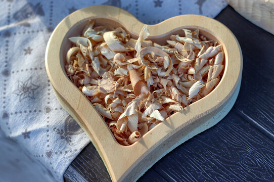 Heart-shaped Bowl Containing Swiss Pine Shavings