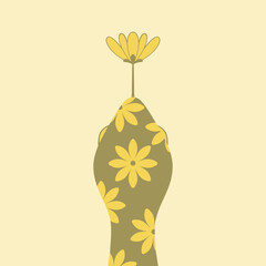 Cute snake with a flower. Illustration of a reptile with green and yellow color. Snake with a flower pattern.