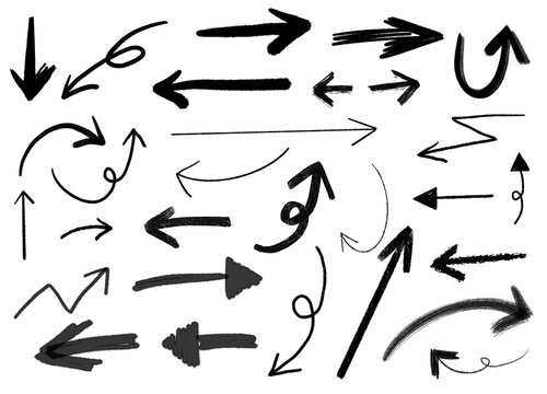 Black Arrows Doodle Sketch PNG Isolated Hand Drawn Arrow Set 