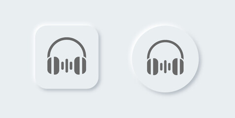 Headphone solid icon in neomorphic design style. Headset signs vector illustration.