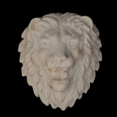 Beton lion head on the black background