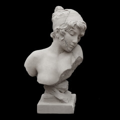 Naklejka premium plaster statue of an antique woman on a black background