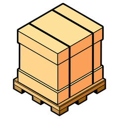 Isometric box packing on pallet icon