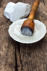 Natural chalk pounded in a ceramic plate
