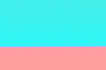 Obraz premium ターコイズブルーとややオレンジがかったピンクの明るいシンプルな色面分割