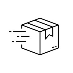 Parcel Box Fast Delivery Service Line Icon. Speed Deliver Cube Package Linear Pictogram. Post Company Quick Express Delivery Package Outline Icon. Editable Stroke. Isolated Vector Illustration
