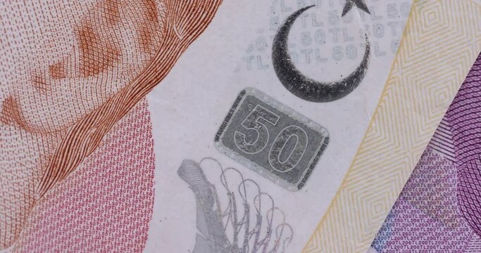 Different banknotes euro dollars turkey lira change closeup