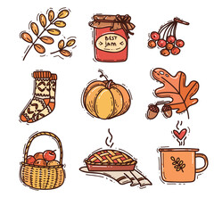autumn set, vector illustration