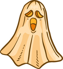 Hand drawn Flying Ghost Halloween Doodle Illustration