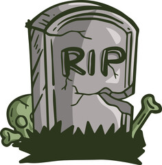 RIP Tombstone Halloween Doodle Illustration