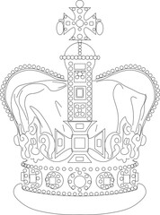 A tragic event, the end of an era. London, England. The Queen's death. Rest in peace poster with crown and inscription.  96 years of service.