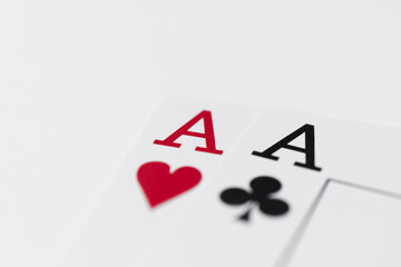 Obraz premium Playing cards two aces of hearts and spades