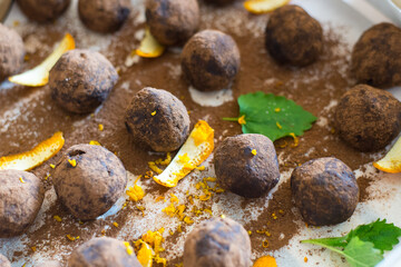 Beautifully arranged chocolate cakes and desserts