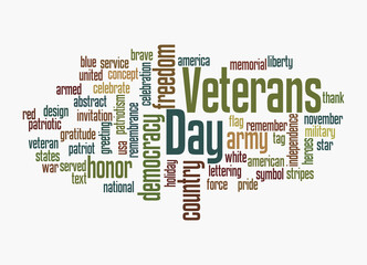Word Cloud with VETERANS DAY concept, isolated on a white background