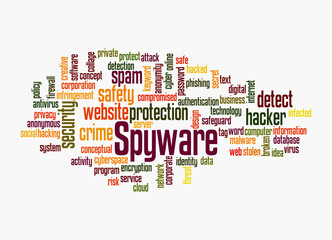 Word Cloud with SPYWARE concept, isolated on a white background