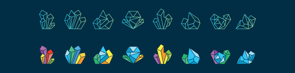 crystal stone, gemstone vector logo design collection
