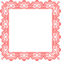 Traditional Chinese tracery red retro pattern decoration square frame