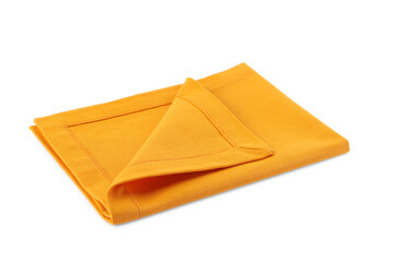 New clean orange cloth napkin isolated on white